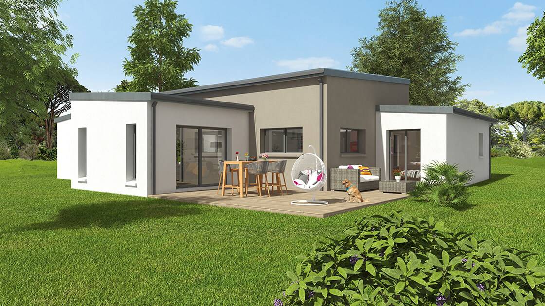 Plan 3D d'une maison passive proposée par Arc en Ciel